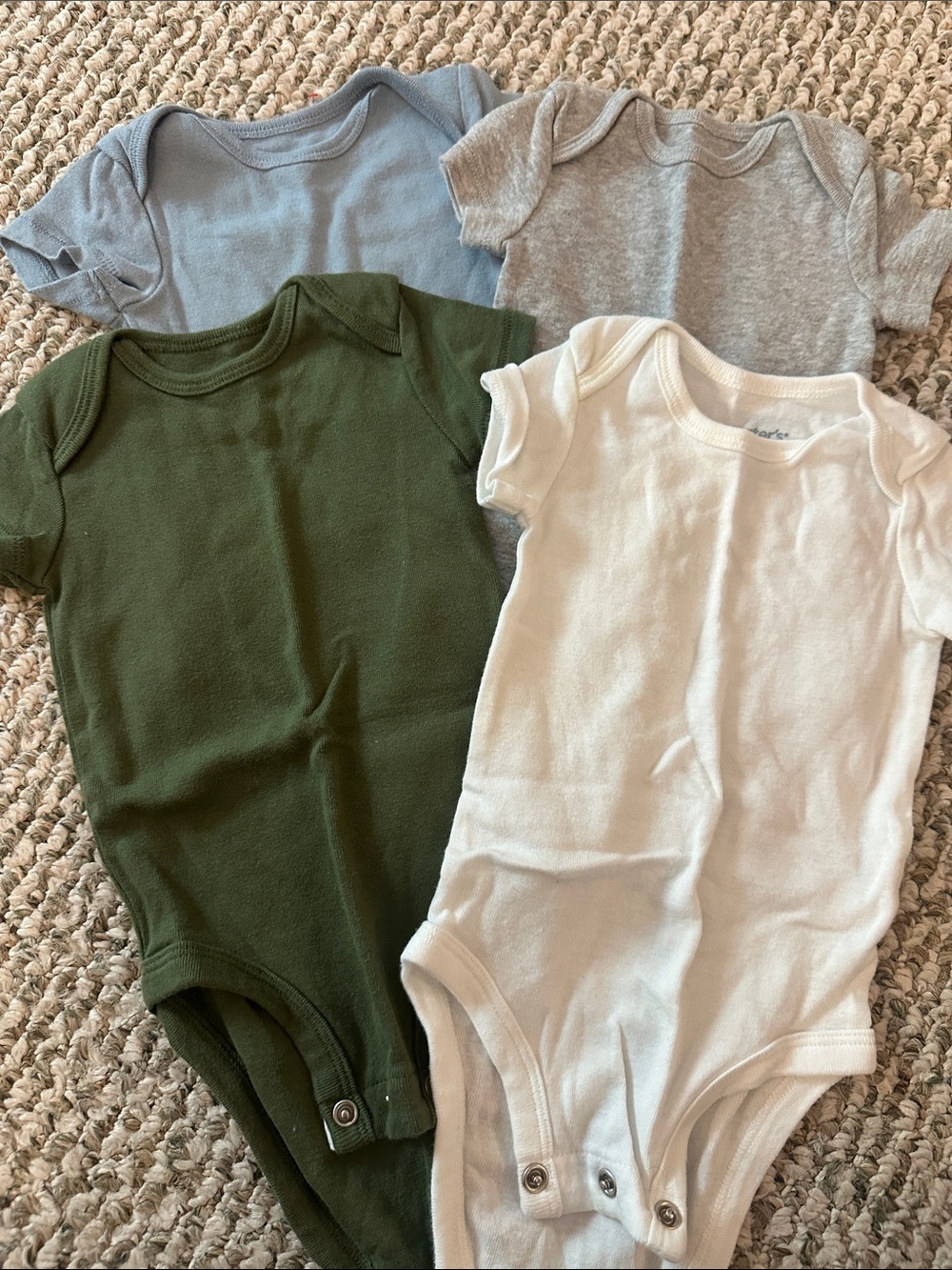 Carters Onesie Bundle - 3M Blue, Grey, white, Olive